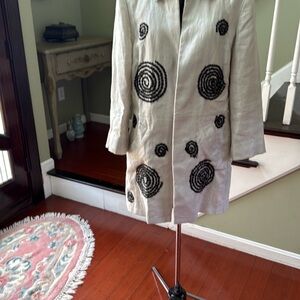 Elegant Cream and Black Women's Coat